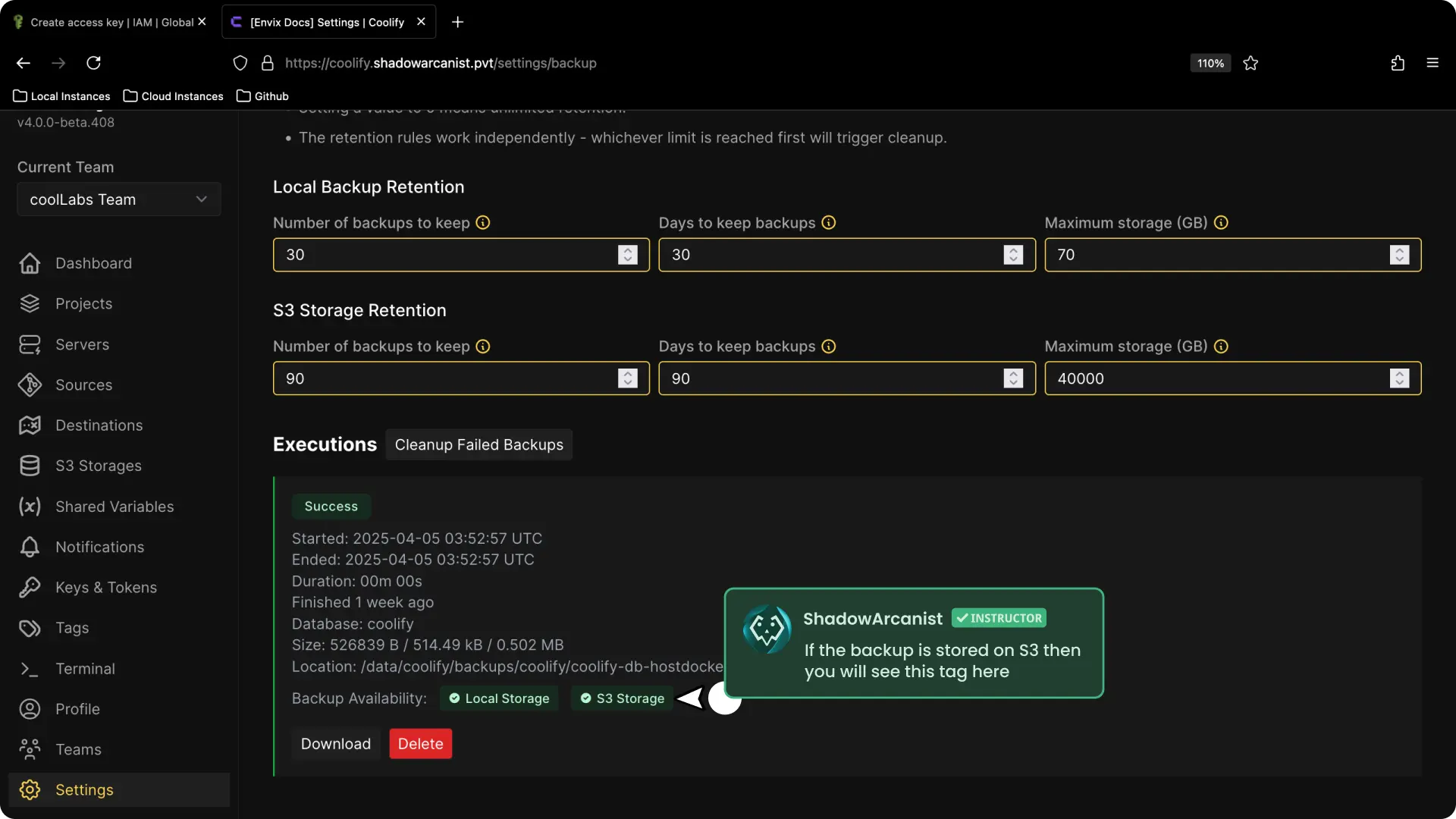 Screenshot of Aws