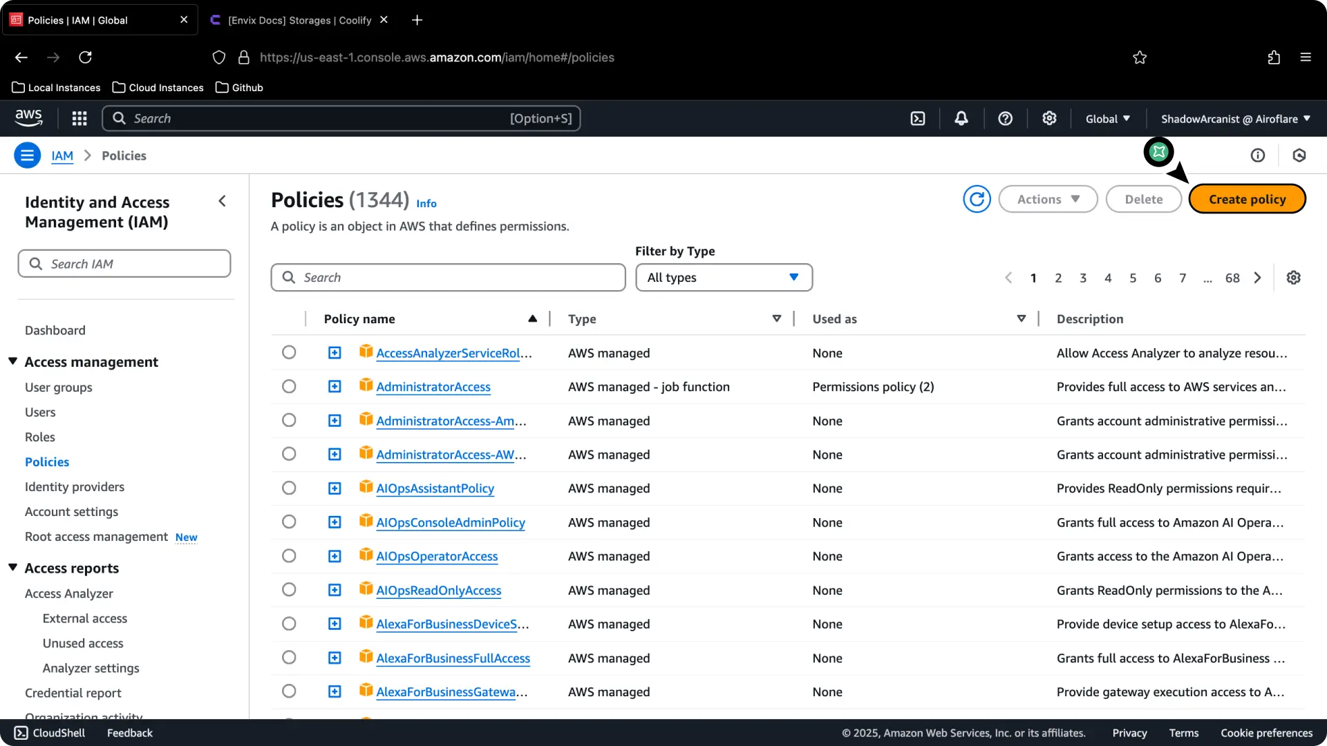 Screenshot of Aws