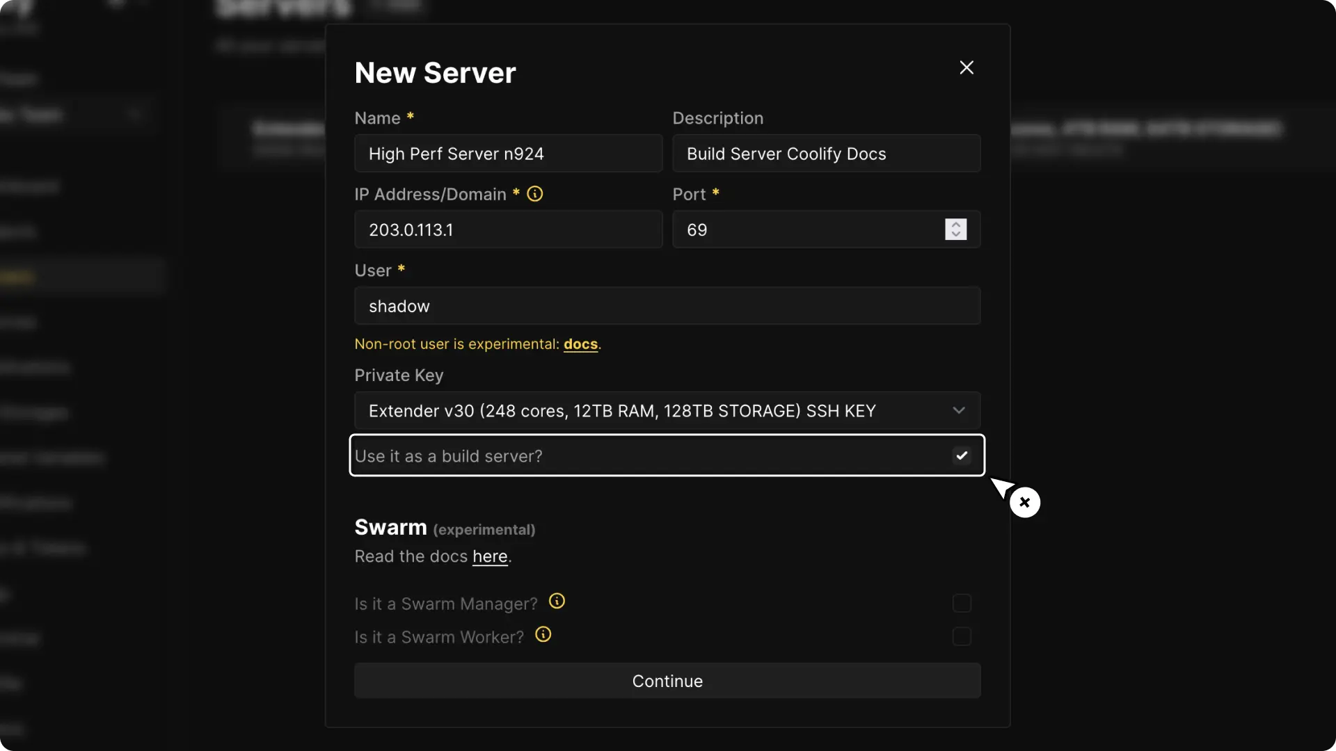 Coolify dashboard screenshot