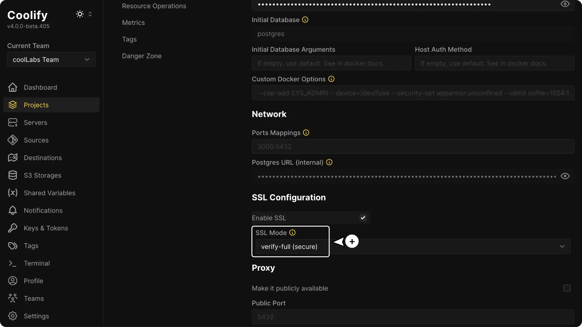 Coolify dashboard screenshot