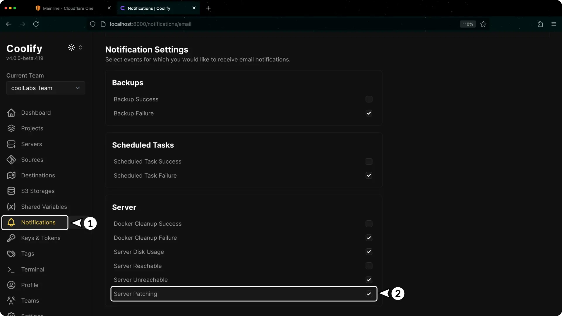Screenshot of Patching