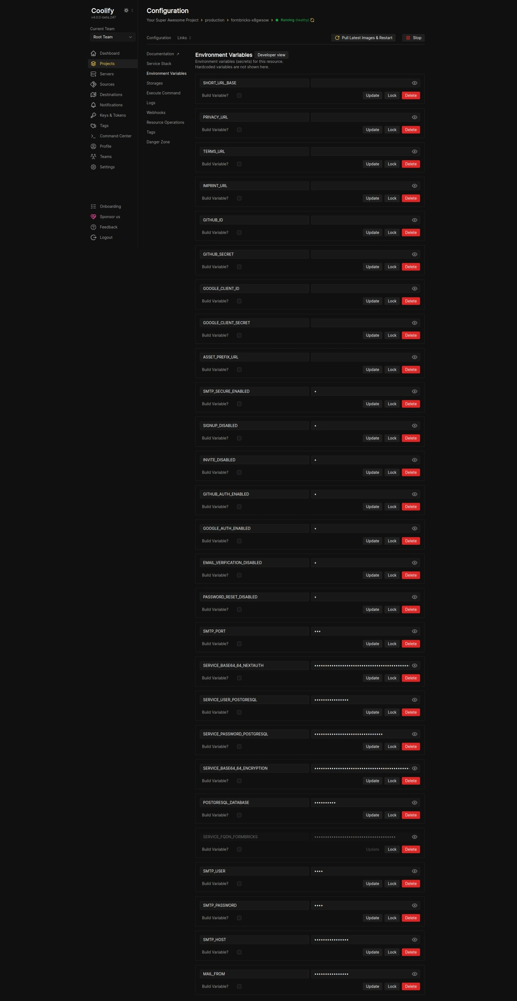 Coolify dashboard screenshot