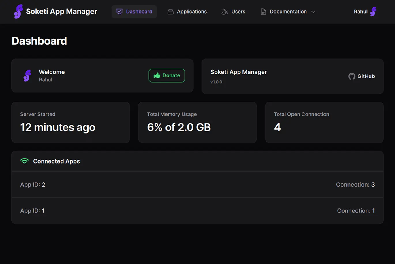 Soketi App Manager interface screenshot