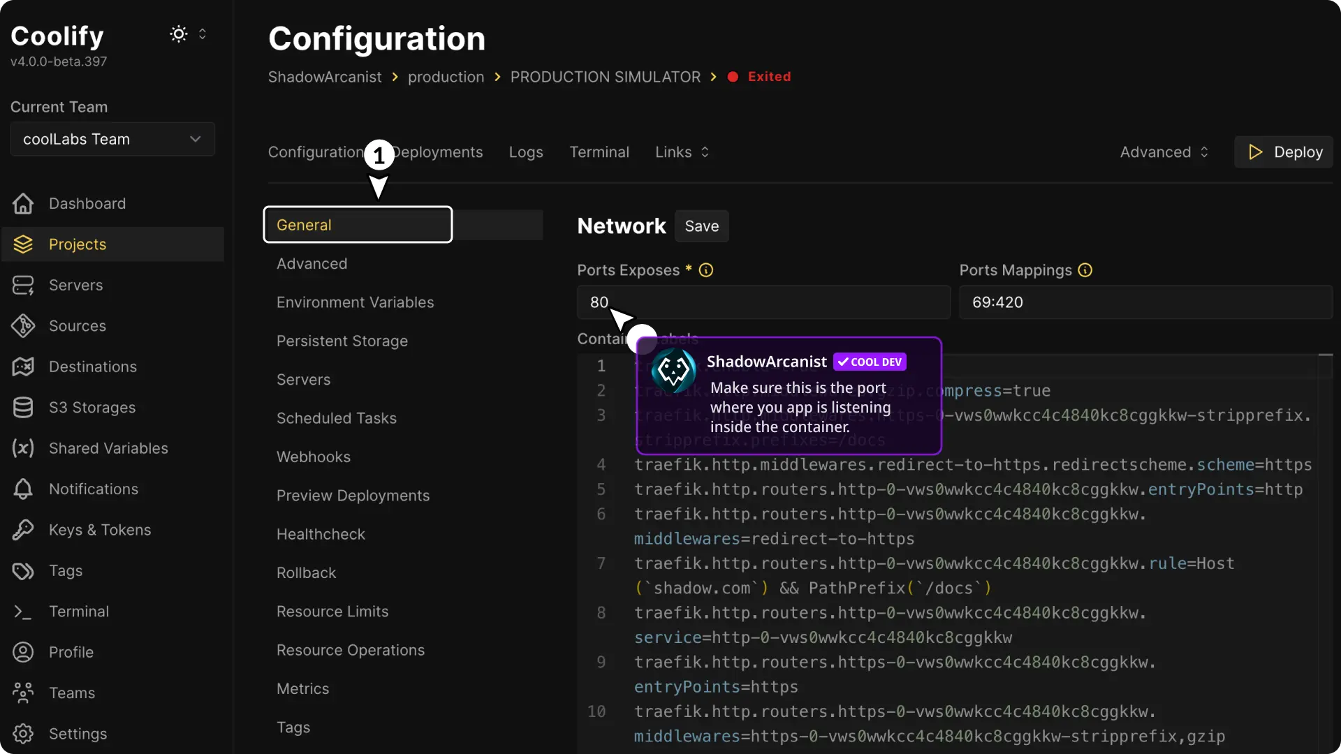 Screenshot showing Bad Gateway