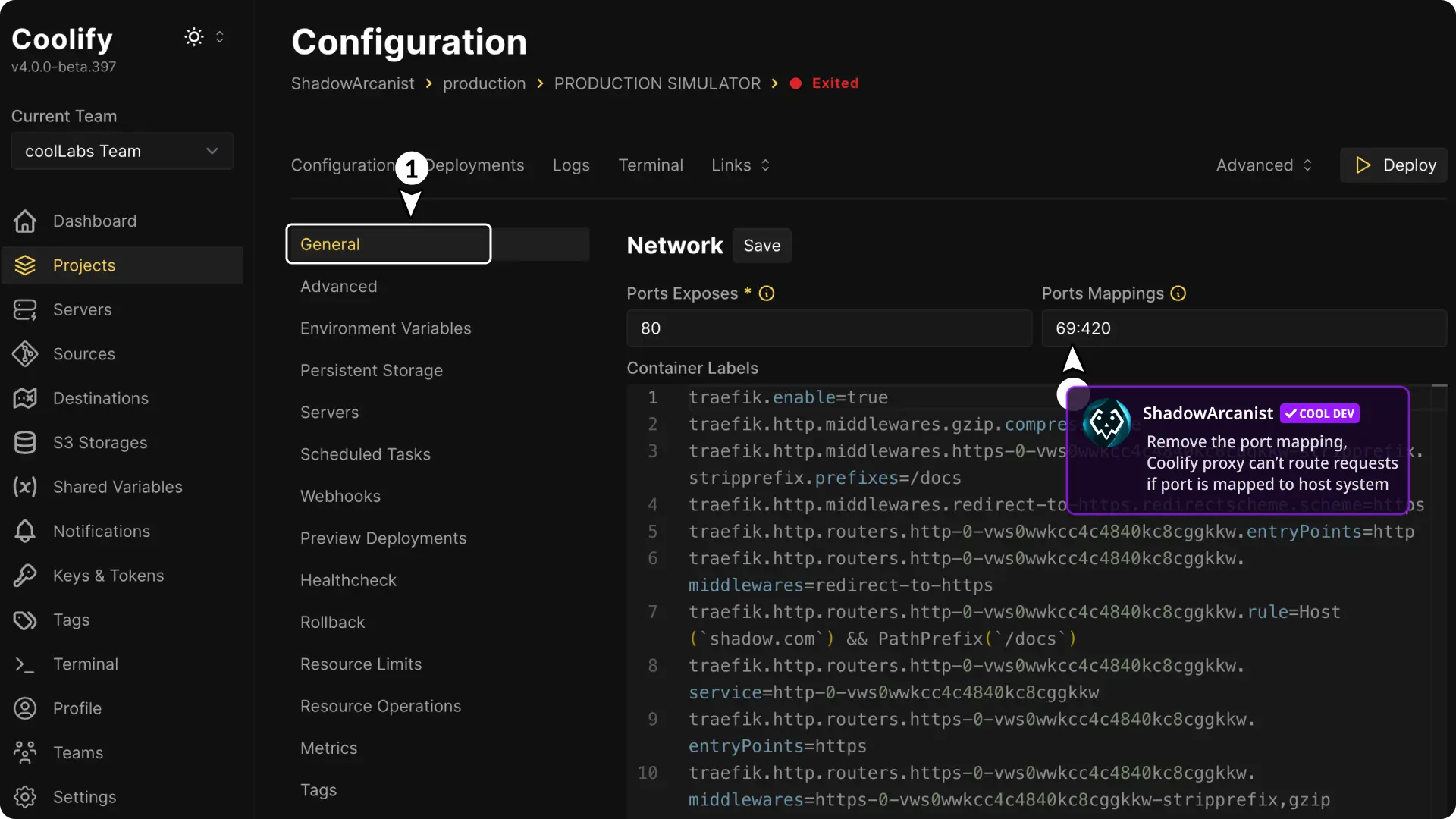 Screenshot showing Bad Gateway