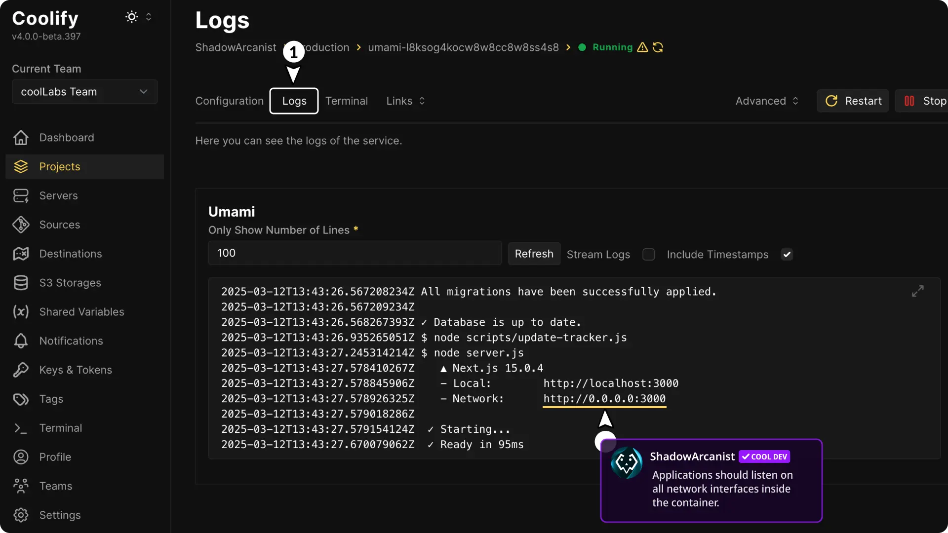 Screenshot showing Bad Gateway