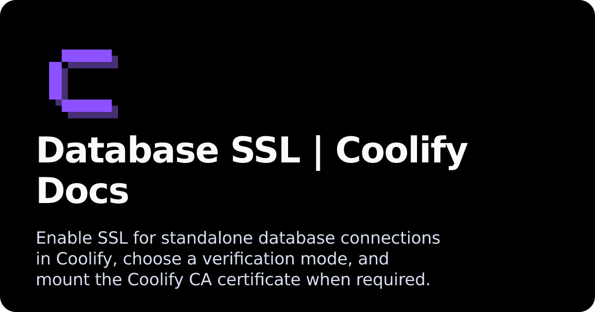 Database SSL | Coolify Docs
