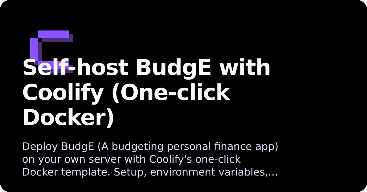 BudgE | Coolify Docs