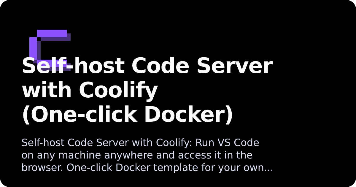 Code Server | Coolify Docs
