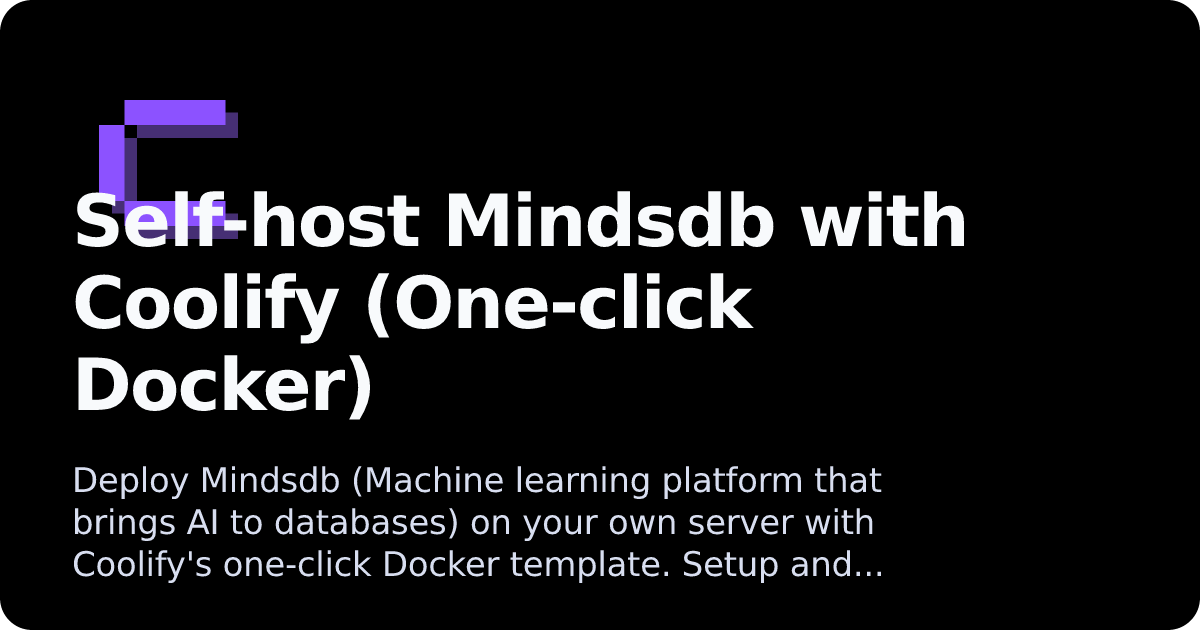 Mindsdb | Coolify Docs