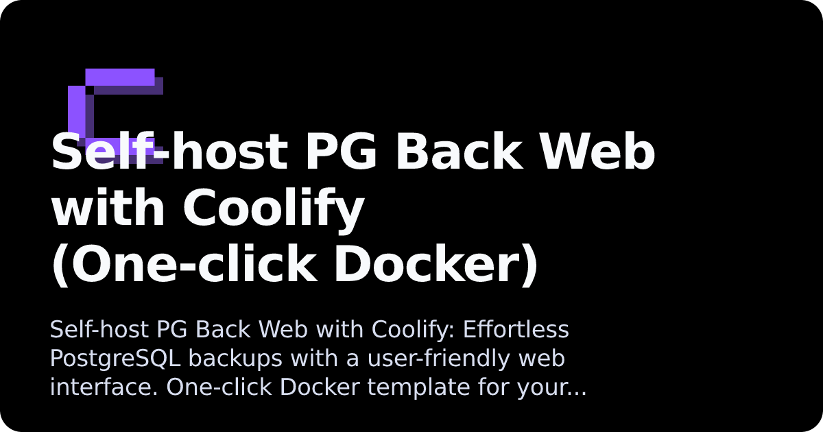 PG Back Web | Coolify Docs