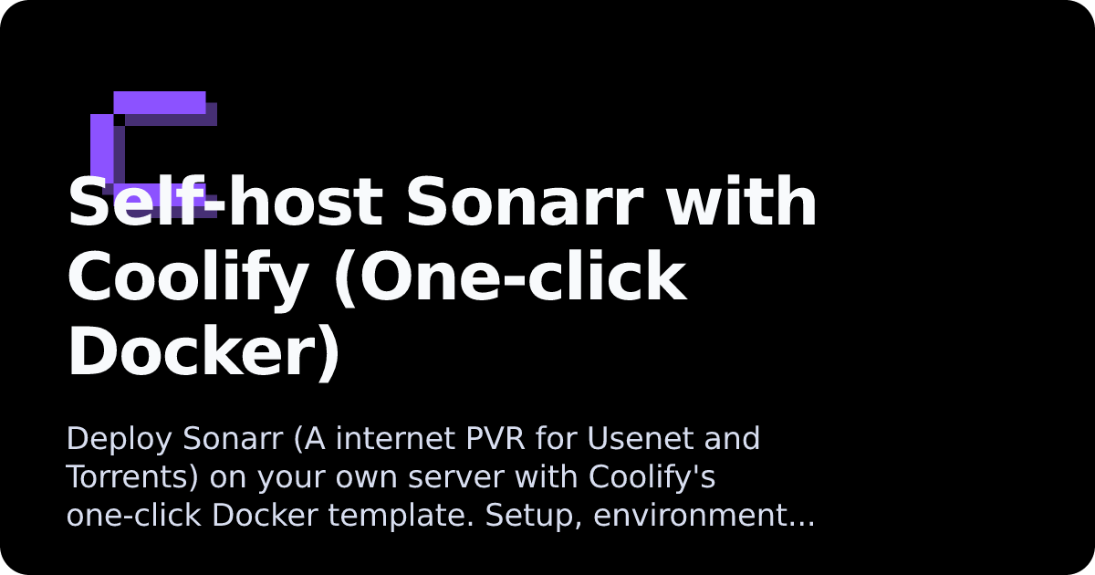 Sonarr | Coolify Docs