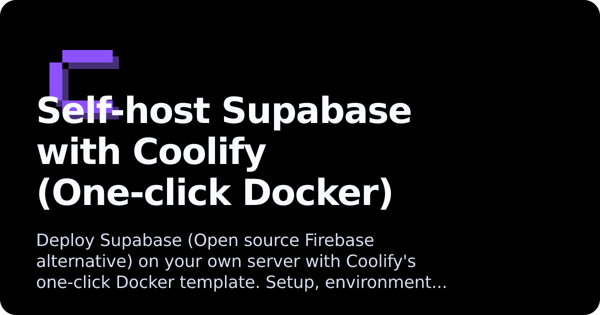 Supabase | Coolify Docs